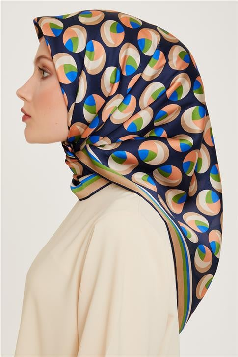 Armine Geometrik Desenli Twill Saf İpek Eşarp 9219D 81