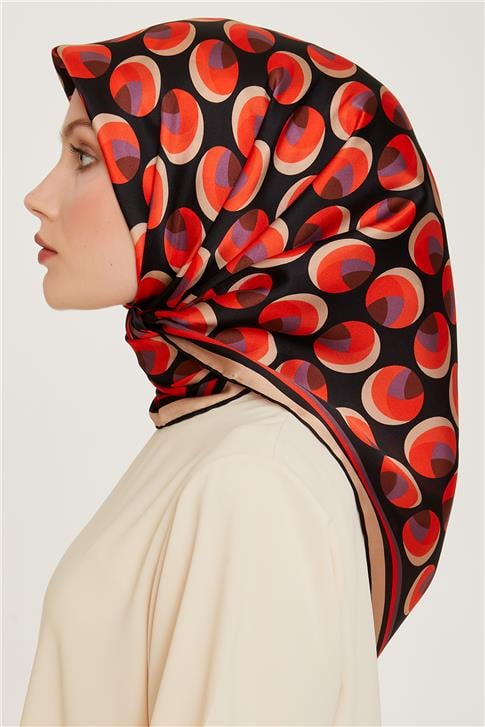Armine Geometrik Desenli Twill Saf İpek Eşarp 9219D 09
