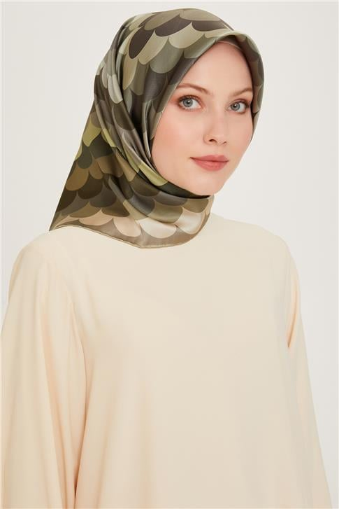 Armine Geometrik Desenli Twill Saf İpek Eşarp 9212D 81 38