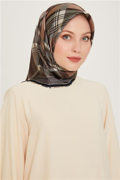 Armine Geometrik Desenli Twill Saf İpek Eşarp 9223D 32