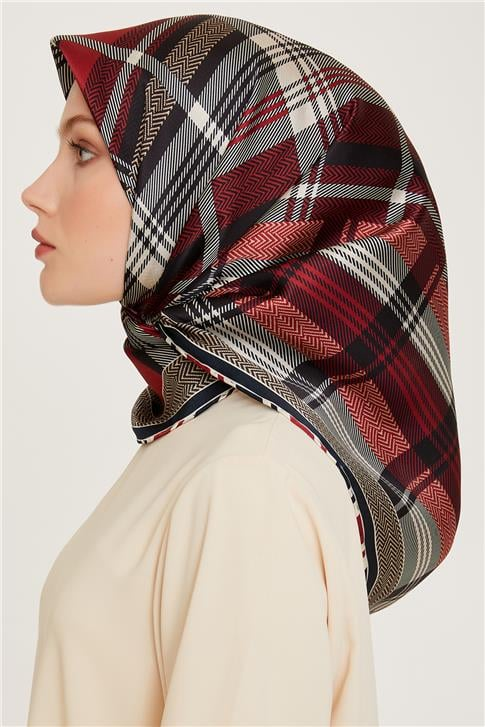 Armine Geometrik Desenli Twill Saf İpek Eşarp 9223D 35