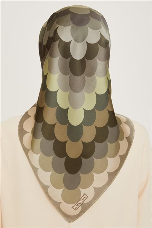 Armine Geometrik Desenli Twill Saf İpek Eşarp 9212D 81 38