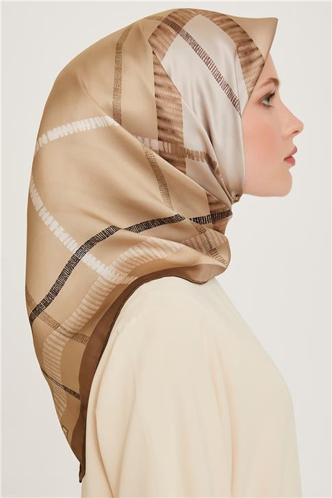 Armine Geometrik Desenli Twill Saf İpek Eşarp 9206D 11