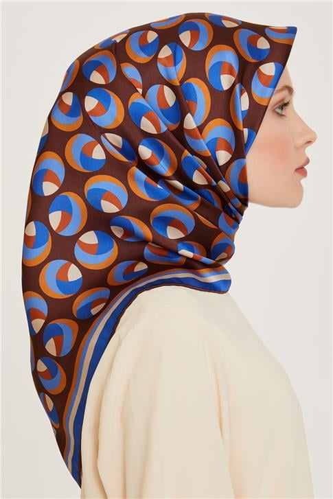 Armine Geometrik Desenli Twill Saf İpek Eşarp 9219D 02