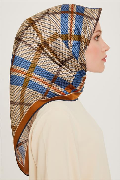 Armine Geometrik Desenli Twill Saf İpek Eşarp 9247D 01