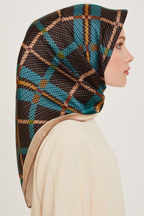 Armine Geometrik Desenli Twill Saf İpek Eşarp 9247D 37