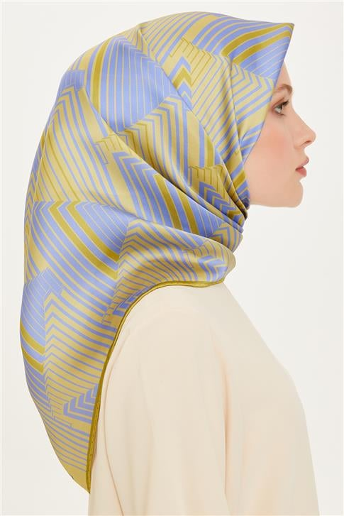 Armine Geometrik Desenli Twill Saf İpek Eşarp 9218D 83 10