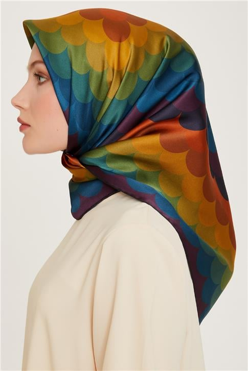 Armine Geometrik Desenli Twill Saf İpek Eşarp 9212D 81 35