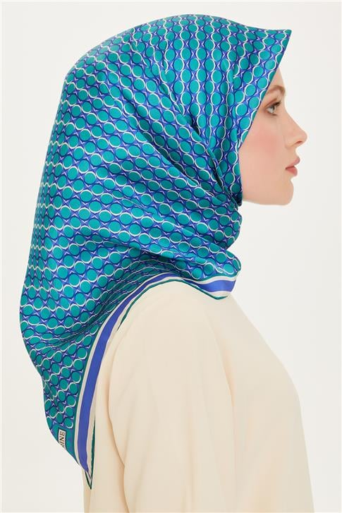 Armine Geometrik Desenli Twill Saf İpek Eşarp 9226D 06