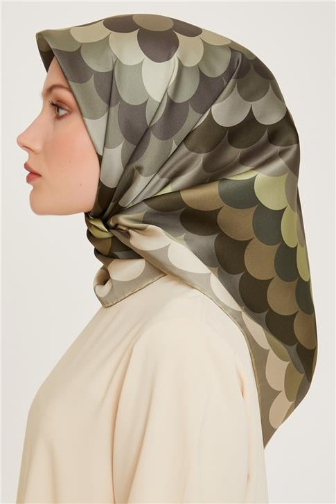Armine Geometrik Desenli Twill Saf İpek Eşarp 9212D 81 38