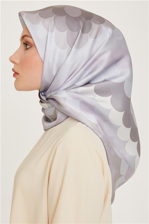 Armine Geometrik Desenli Twill Saf İpek Eşarp 9212D 81 57