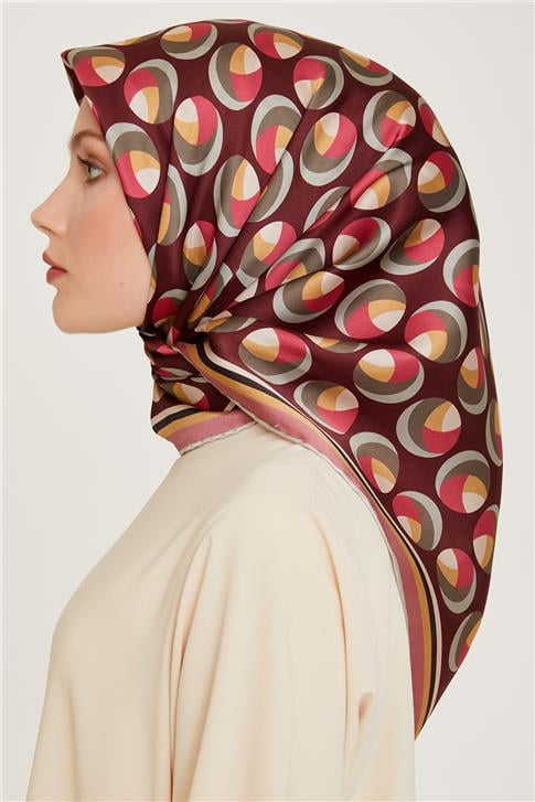 Armine Geometrik Desenli Twill Saf İpek Eşarp 9219D 37