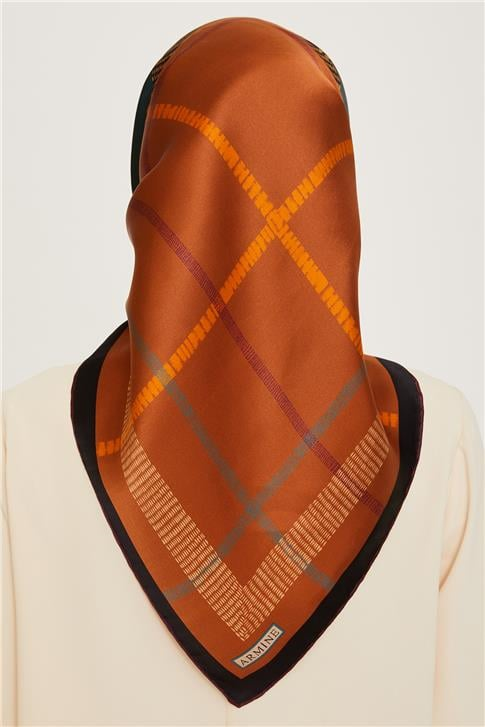 Armine Geometrik Desenli Twill Saf İpek Eşarp 9206D 33