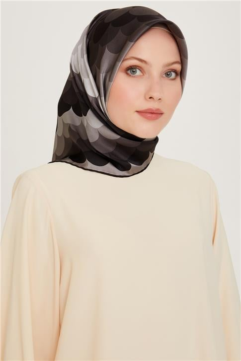 Armine Geometrik Desenli Twill Saf İpek Eşarp 9212D 81 81