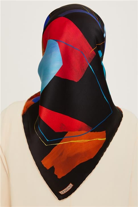 Armine Geometrik Desenli Twill Saf İpek Eşarp 9241D 83