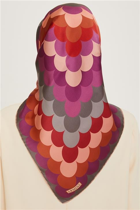 Armine Geometrik Desenli Twill Saf İpek Eşarp 9212D 81 01