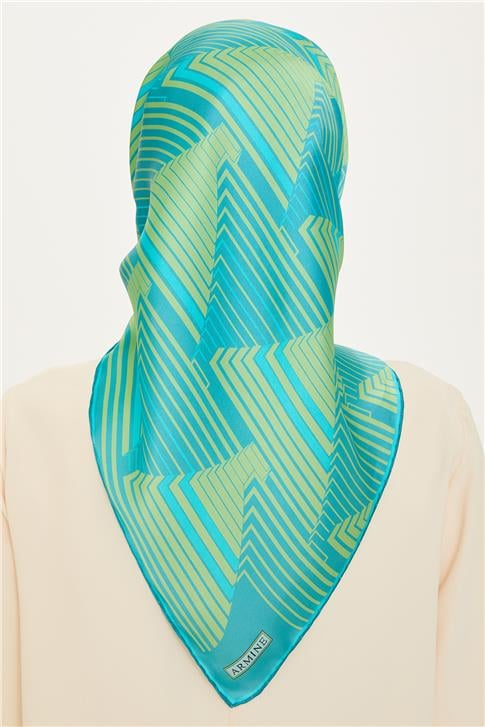 Armine Geometrik Desenli Twill Saf İpek Eşarp 9218D 83 12