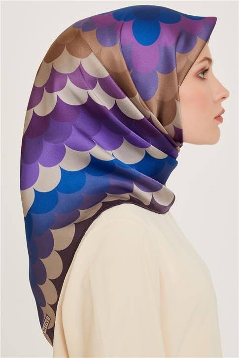 Armine Geometrik Desenli Twill Saf İpek Eşarp 9212D 81 06