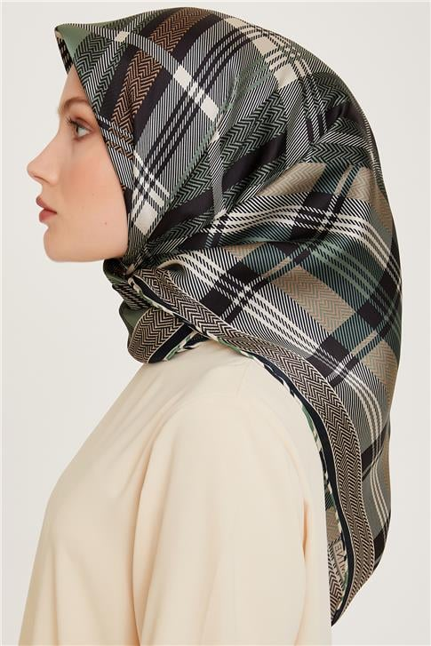 Armine Geometrik Desenli Twill Saf İpek Eşarp 9223D 36