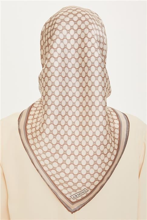 Armine Geometrik Desenli Twill Saf İpek Eşarp 9226D 11