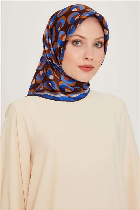 Armine Geometrik Desenli Twill Saf İpek Eşarp 9219D 02