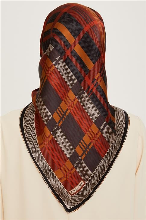Armine Geometrik Desenli Twill Saf İpek Eşarp 9223D 85