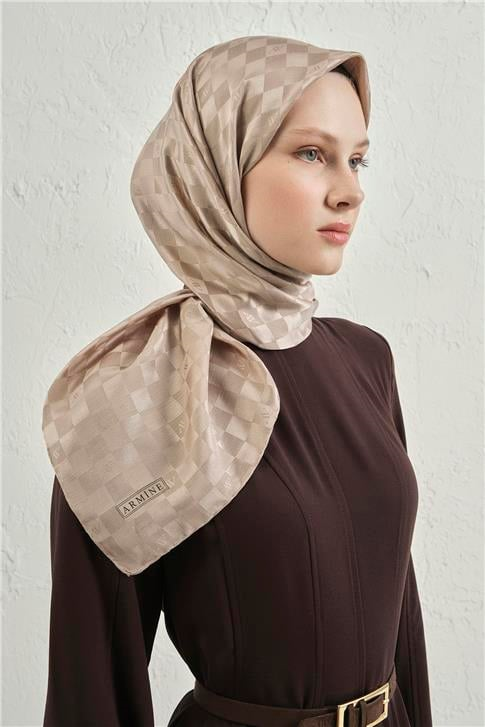 Armine Jakarlı İpek Pamuk Dama Eşarp 26 07