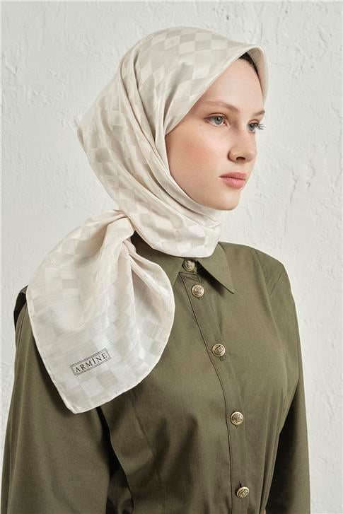 Armine Jakarlı İpek Pamuk Dama Eşarp 26 17