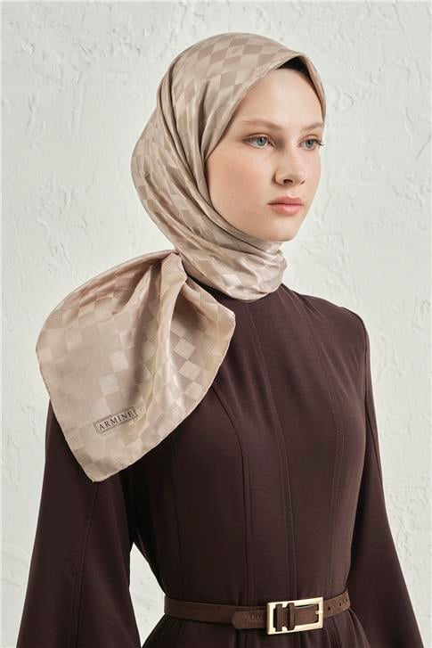 Armine Jakarlı İpek Pamuk Dama Eşarp 26 07