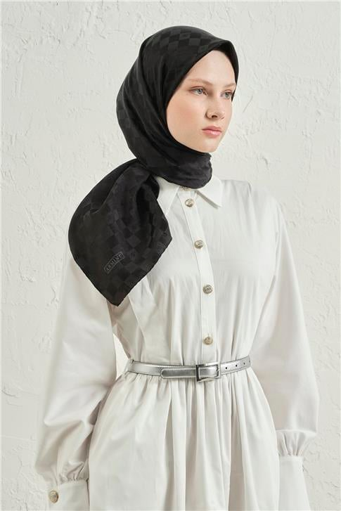 Armine Jakarlı İpek Pamuk Dama Eşarp 26 01