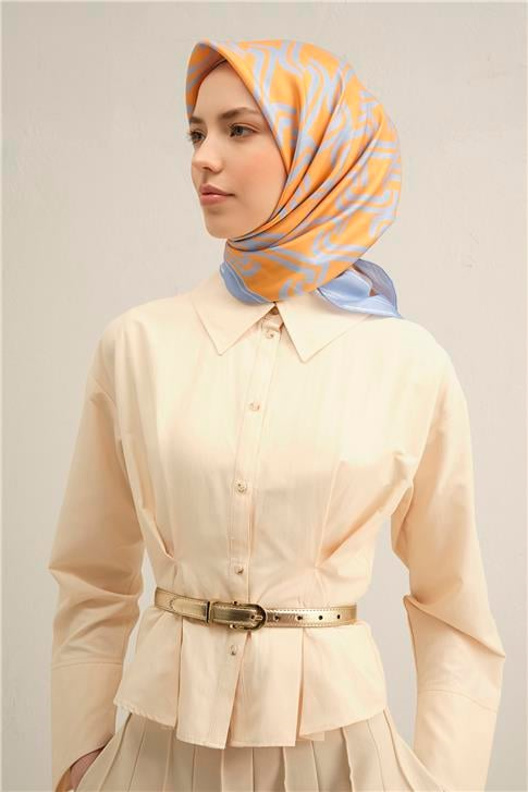 Armine Klasik Desenli Saf İpek Sura Eşarp 9343D 35