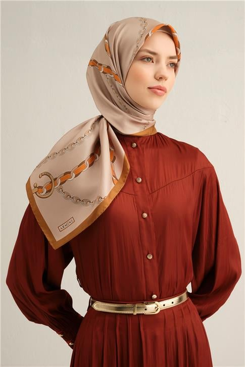 Armine Klasik Desenli Saf İpek Sura Eşarp 9346D 38