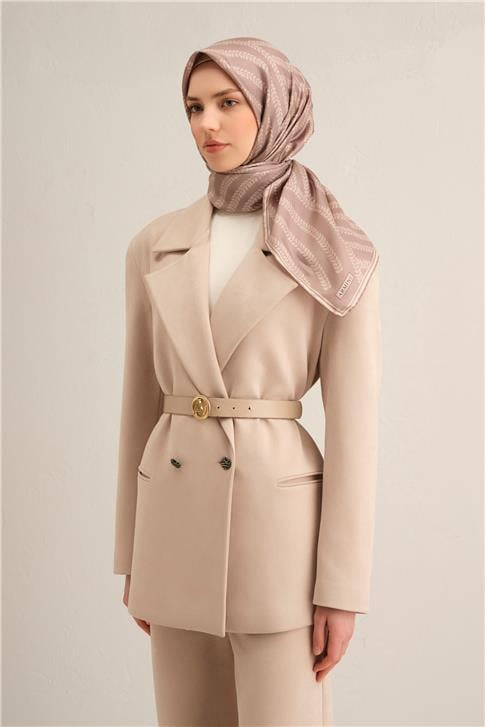 Armine Klasik Desenli Saf İpek Sura Eşarp 9351D 02