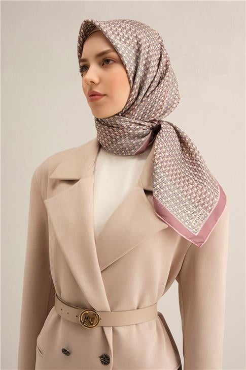 Armine Klasik Desenli Saf İpek Sura Eşarp 9319D 84