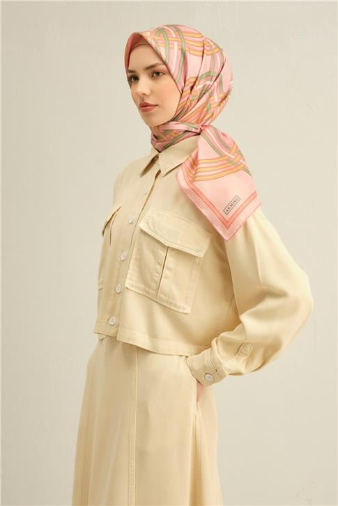 Armine Klasik Desenli Saf İpek Sura Eşarp 9333D 06