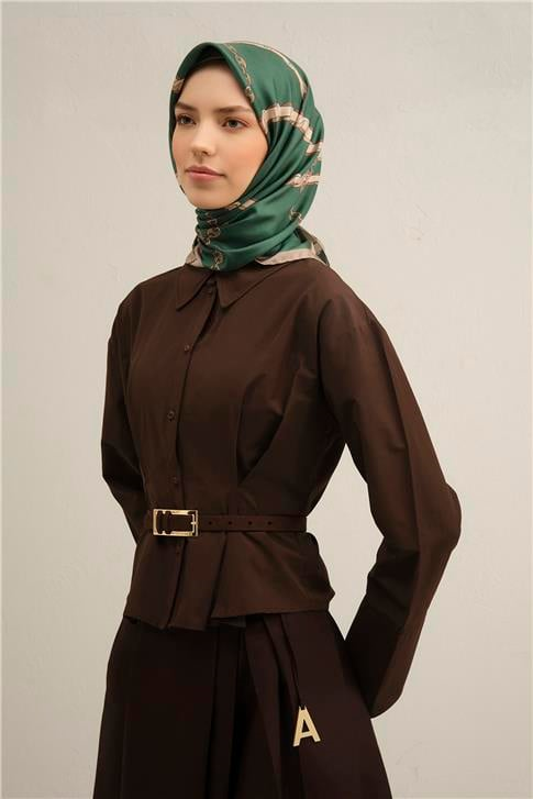 Armine Klasik Desenli Saf İpek Sura Eşarp 9346D 12