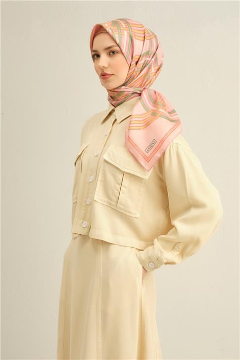 Armine Klasik Desenli Saf İpek Sura Eşarp 9333D 06