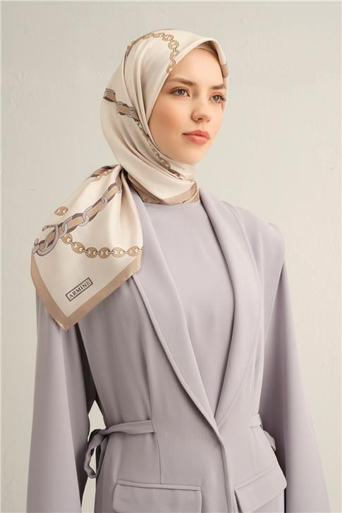 Armine Klasik Desenli Saf İpek Sura Eşarp 9346D 05