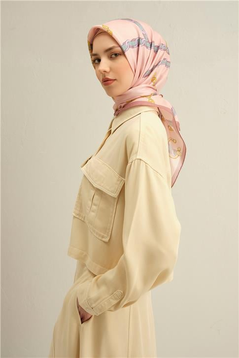 Armine Klasik Desenli Saf İpek Sura Eşarp 9346D 55