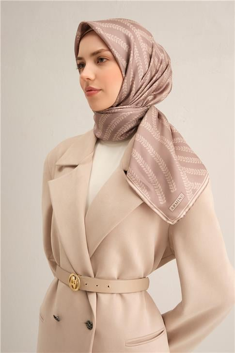 Armine Klasik Desenli Saf İpek Sura Eşarp 9351D 02