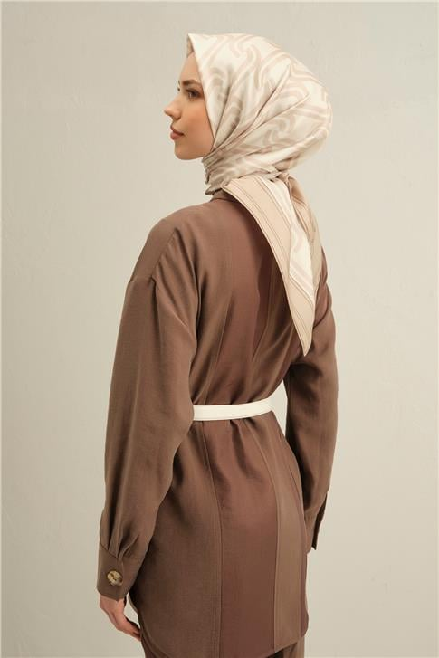 Armine Klasik Desenli Saf İpek Sura Eşarp 9343D 34