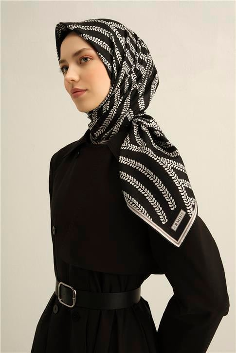 Armine Klasik Desenli Saf İpek Sura Eşarp 9351D 55
