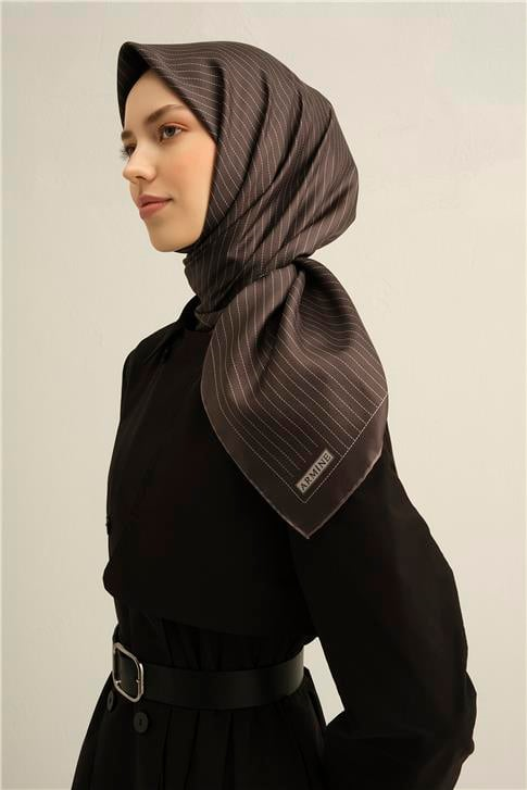 Armine Klasik Desenli Saf İpek Sura Eşarp 9348D 03