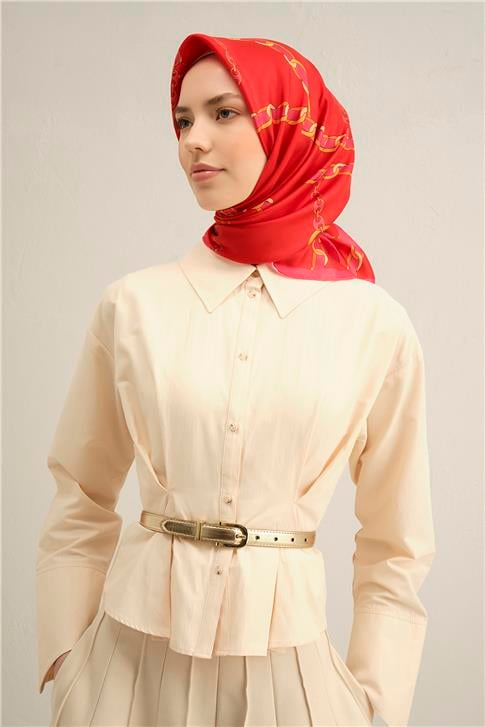 Armine Klasik Desenli Saf İpek Sura Eşarp 9346D 50