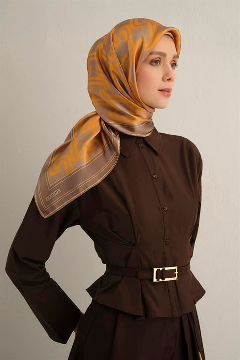 Armine Klasik Desenli Saf İpek Sura Eşarp 9343D 36