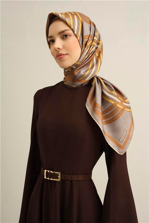 Armine Klasik Desenli Saf İpek Sura Eşarp 9333D 32