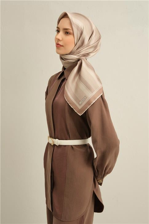 Armine Klasik Desenli Saf İpek Twill Eşarp 9327D 84