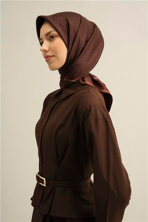Armine Klasik Desenli Saf İpek Twill Eşarp 9301D 81