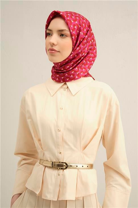 Armine Klasik Desenli Saf İpek Twill Eşarp 9321D 82