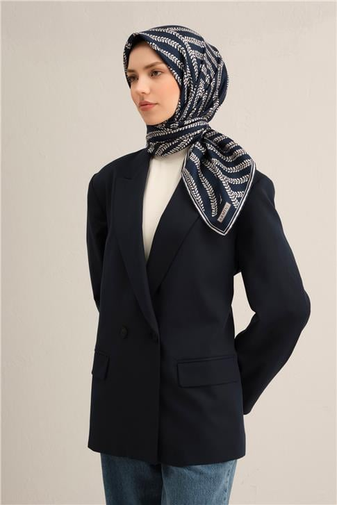 Armine Klasik Desenli Saf İpek Twill Eşarp 9351D 07